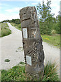 SE4527 : Wood carving at a path junction at Fairburn Ings by Stephen Craven
