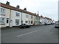 TA2270 : Colour-washed terraced houses at North End by Christine Johnstone