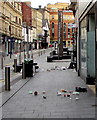 ST3188 : Litter strewn pavement, High Street, Newport by Jaggery
