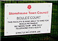 Stonehouse Town Council Boules Court notice