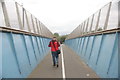 View across the footbridge on Ruckholt Road to the Olympic Park