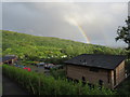 ST4455 : Double rainbow over Cheddar Woods holiday park by Malc McDonald