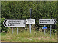 Road signs beside the B4518 road