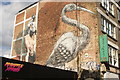 View of bird and man street art on Hanbury Street