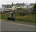 Dark green bus shelter alongside the A4043 Cwmavon Road, Blaenavon