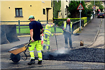 H4473 : Raking the tarmac, Omagh by Kenneth  Allen