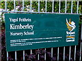 Ysgol Feithrin Kimberley/Kimberley Nursery School name sign, Newport