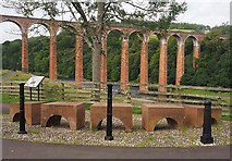 NT5734 : The Stepping Stones at Leaderfoot Viaduct by Graham Hogg