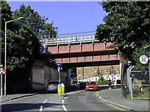 SU9698 : Station Road runs under a railway bridge in Amersham by Steve Daniels