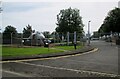 RAF  Boulmer  gateway  with  Phantom  behind  perimeter  wire