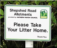 SK4922 : Sign outside Shepshed Road Allotments by Andrew Tatlow