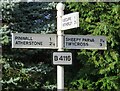 Signpost at Ratcliffe Lane/Main Road B4116 junction