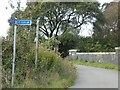 Bridge over railway south of Upwey and sign for NCN26