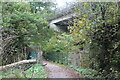 Footbridge and road bridge over River Sirhowy