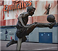 TQ3185 : Holloway : Dennis Bergkamp statue, Emirates Stadium by Jim Osley