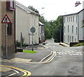 Warning sign - road narrows, Trosnant Street, Pontypool