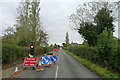 Roadworks on Castle Hill, leading in to Dedham Heath