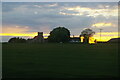 Graveney church from the railway, sunset