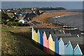 Beach huts and the beach at Old Felixstowe