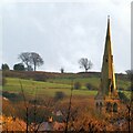 SJ9592 : Werneth Low & Hyde Chapel spire by Gerald England
