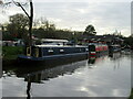 SJ8457 : Narrow boats moored by Sherborne Wharf Marina, Macclesfield Canal by John H Darch