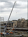 Redevelopment in Bradford city centre seen from Exchange Steps