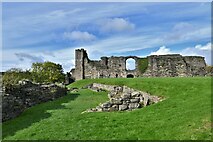 NZ1700 : Richmond Castle: South curtain wall, south west corner turret and west curtain wall by Michael Garlick