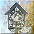 TM3060 : Parham village sign (new) by Adrian S Pye