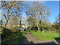 The Wales Coast Path behind houses at Bulwark Garden City, Chepstow