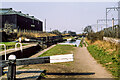 Birmingham Canal old main line beside railway in 1980