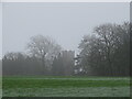 Water tower in the mist