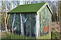 NZ0515 : Artist's Woodland Shed - Overlooking the Tees by Jonathan Long