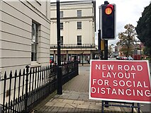 SP3166 : Warning of new road layout, Clarendon Avenue, Royal Leamington Spa by Robin Stott
