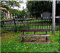 Bench on grass, Priory Gardens, Usk, Monmouthshire