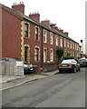 Row of brick houses in Usk, Monmouthshire 