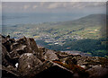 The slate quarrying town of Bethesda from the summit of Carnedd y Filiast