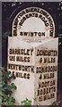 Old Milestone, B6090, Wentworth Road, opposite Pedestrian entrance to Kilnhurst Church