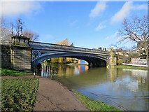 TL4559 : Victoria Bridge: riverside path flooded by John Sutton