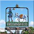 TM2677 : Fressingfield village sign by Adrian S Pye