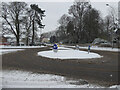 H4572 : Snow-capped roundabout, Omagh by Kenneth  Allen