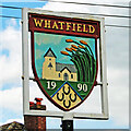 TM0246 : Whatfield village sign (detail) by Adrian S Pye