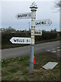 Signpost at the junction of Galley Batch Lane and Pound Lane