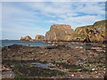 NT6779 : Ruins of Dunbar Castle by the Harbour Mouth by Jennifer Petrie
