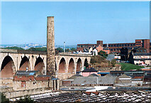 SD8332 : Viaduct and Chimney, Burnley by Des Blenkinsopp