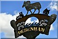 Debenham High Street with village sign