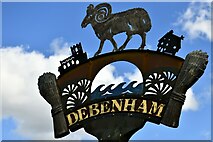 TM1763 : Debenham High Street with village sign by Michael Garlick