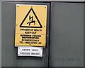 Harby Lane electricity substation signs