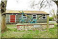 Symbolic plough near Carbrooke village hall