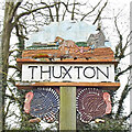 TG0307 : Thuxton village sign by Adrian S Pye