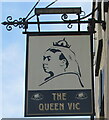 SO8505 : The Queen Vic name sign, Gloucester Street, Stroud by Jaggery